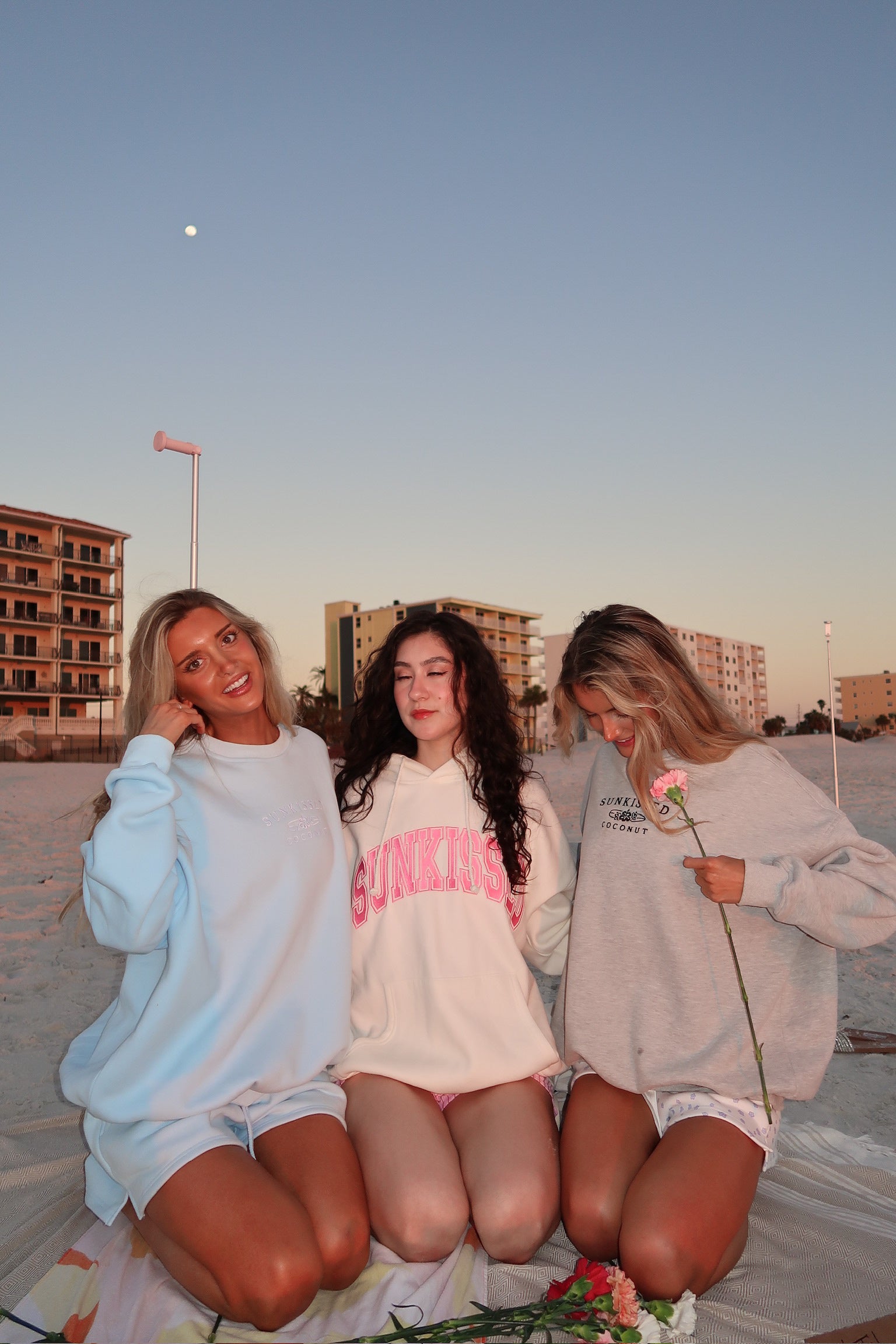 Icy Blue Sunkissedcoconut Logo Embroider Sweatshirt