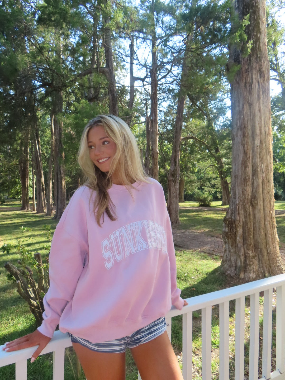 Sunkissed Collegiate Embroider Oversized Crewneck Sweatshirt