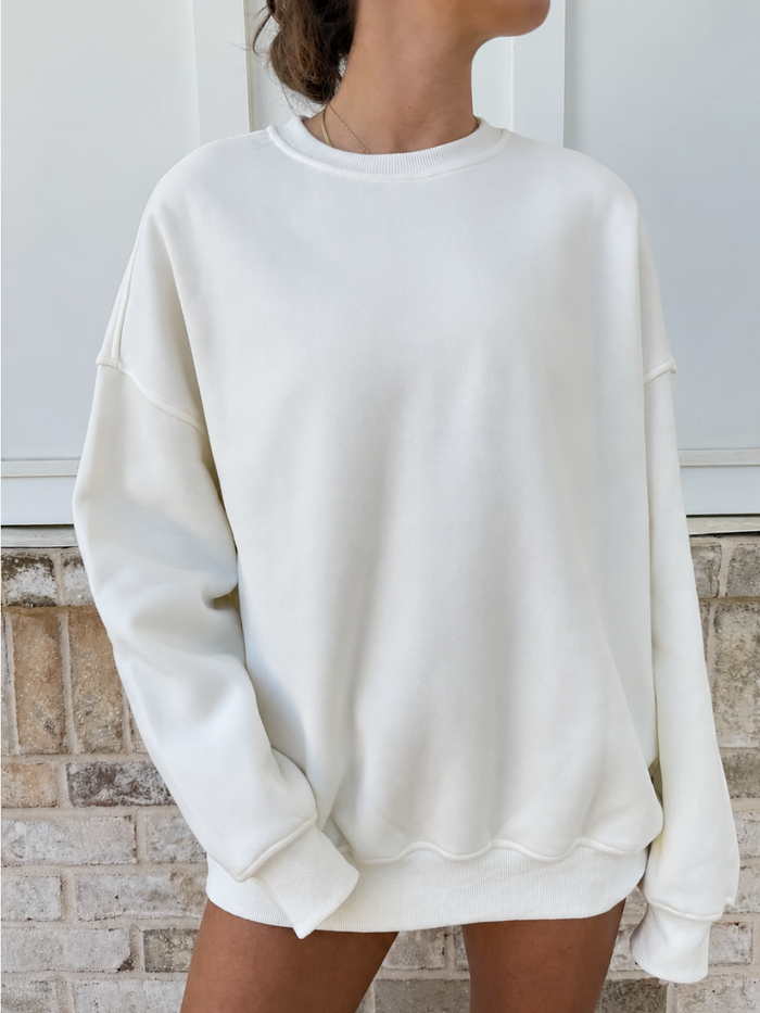 Ivory Basic Blank Sweatshirt