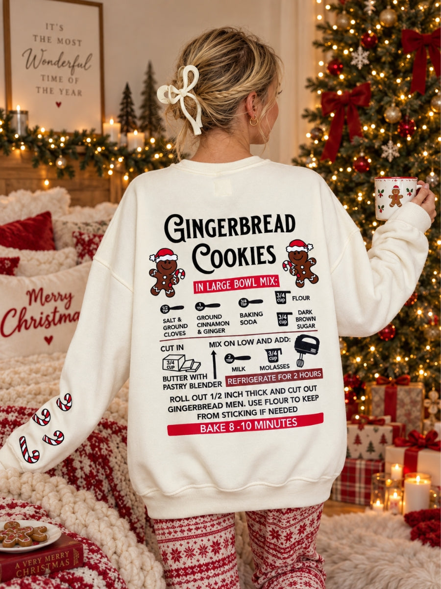 Gingerbread Recipe Christmas Embroider Sweatshirt