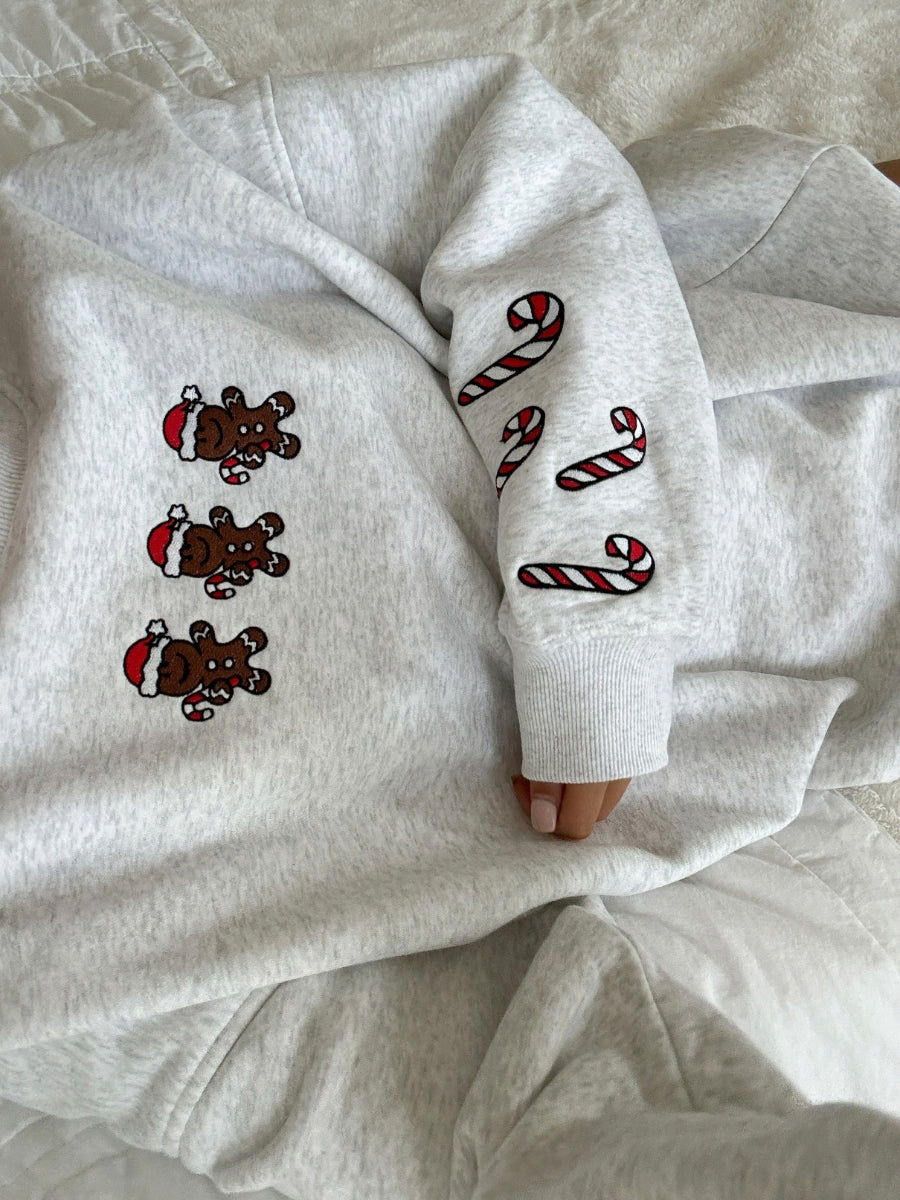 Gingerbread Recipe Christmas Embroider Sweatshirt