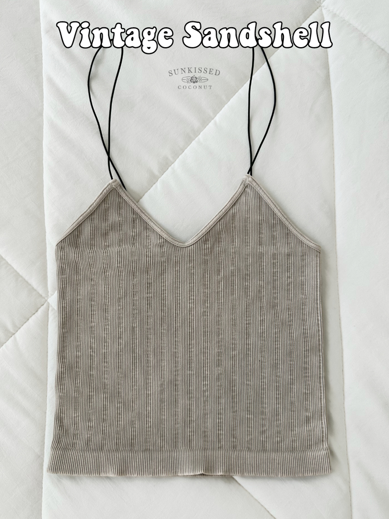NEUTRAL VINTAGE RIBBED SEAMLESS TANKTOPS - Sunkissedcoconut