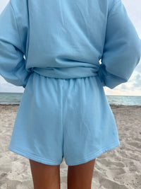 Berry Blue Embroidered Sweat Shorts 100% Cotton