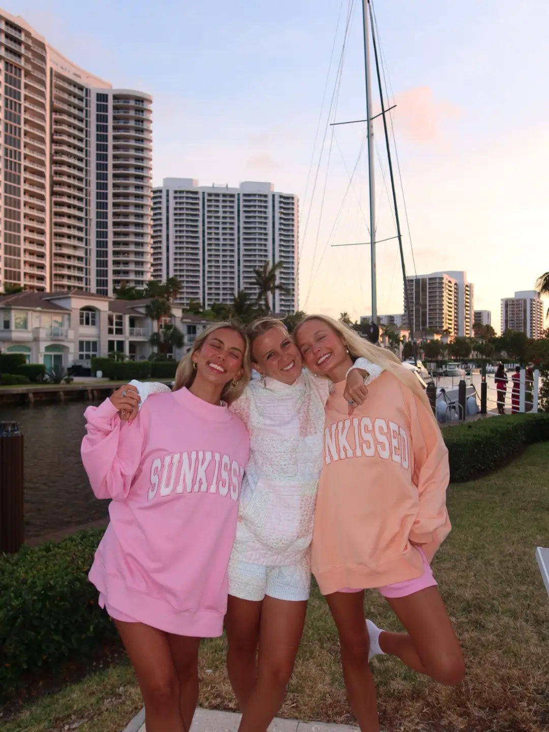 Papaya Orange Varsity Sunkissed Embroidered Mockneck Sweatshirt 100% Cotton