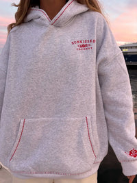 Pearl Grey Hibiscus Flowers Hoodie