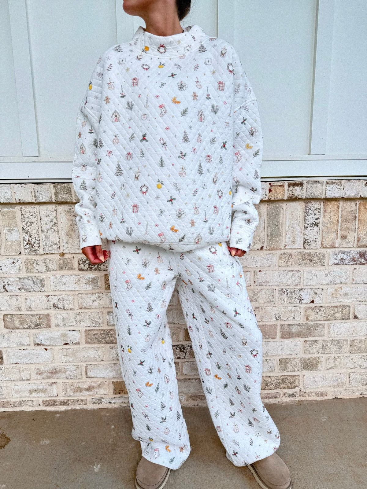 A Cottage Christmas Icons Quilted Flare Sweatpants