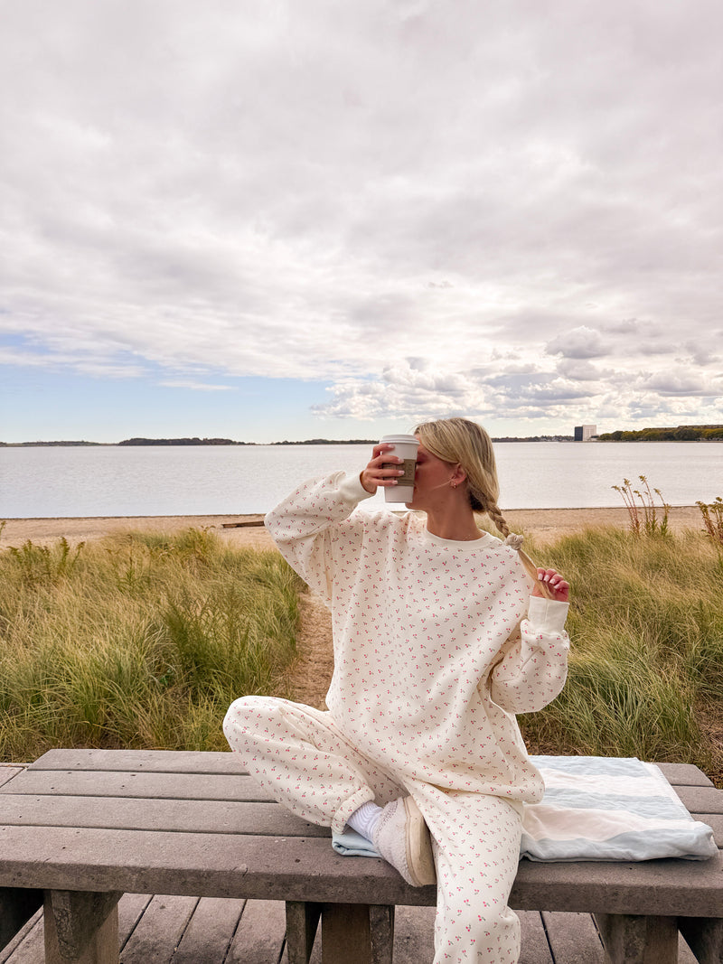 Blank Ivory Cherries All Over Sweatshirt
