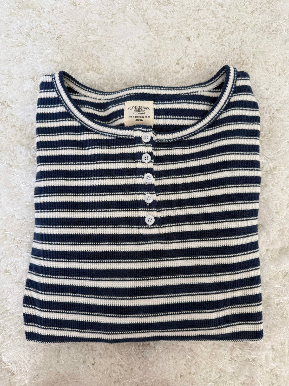 Striped Knit Loungewear Long Sleeve Top
