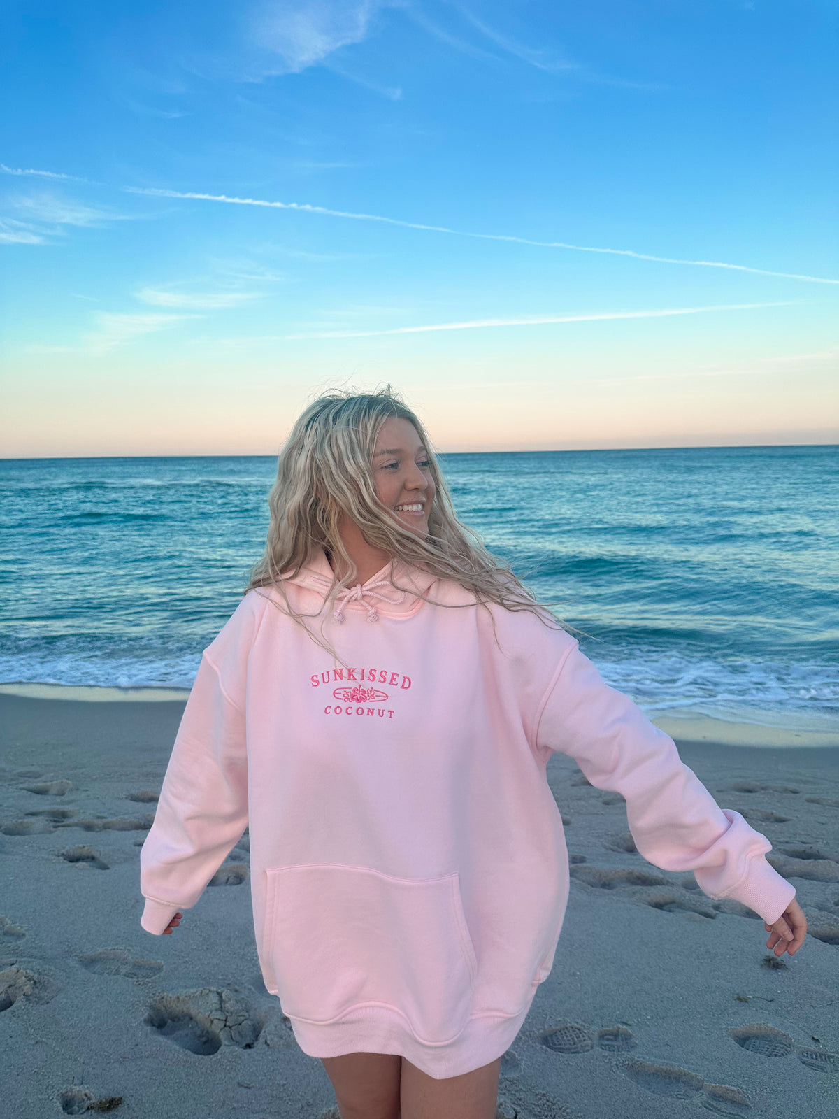Tana Light Pink Embroider Sunkissedcoconut Hoodie