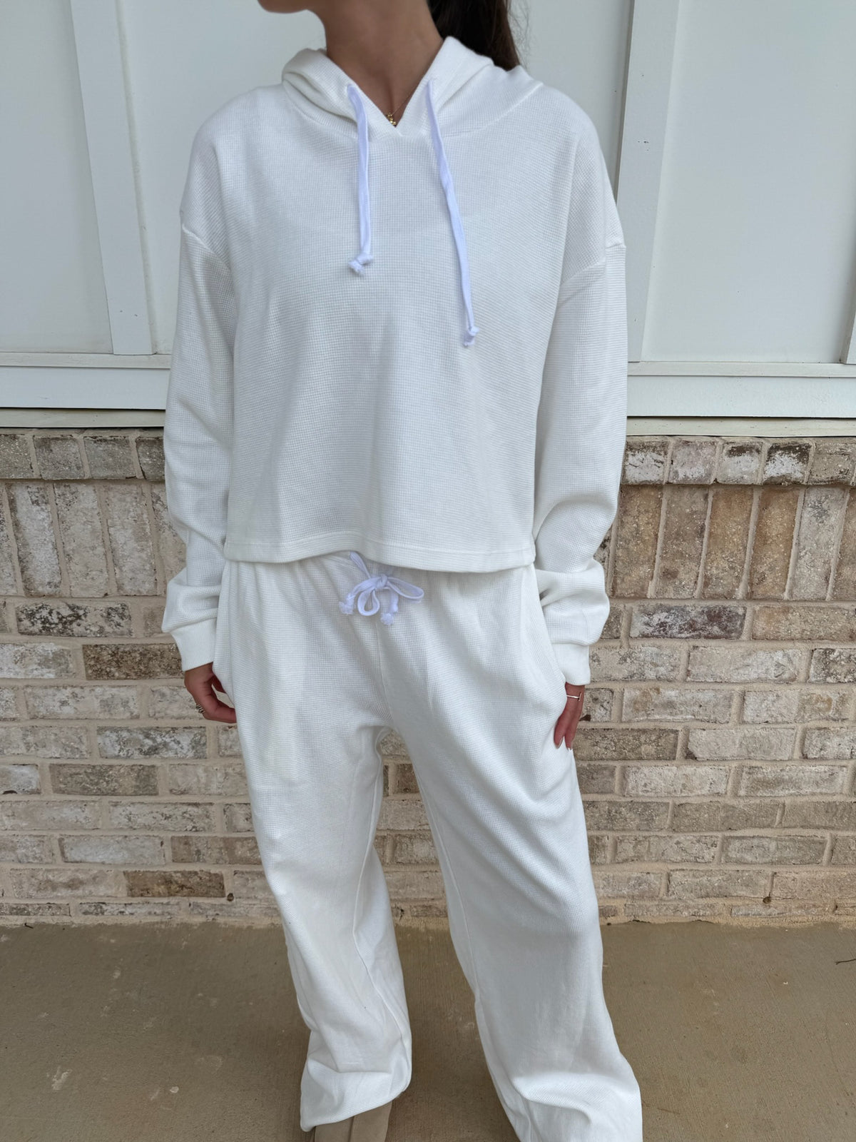 Ivory Waffle Kit Hoodie