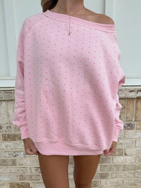 Polka Dot Off The Shoulder Sweatshirts