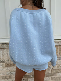 Polka Dot Off The Shoulder Sweatshirts
