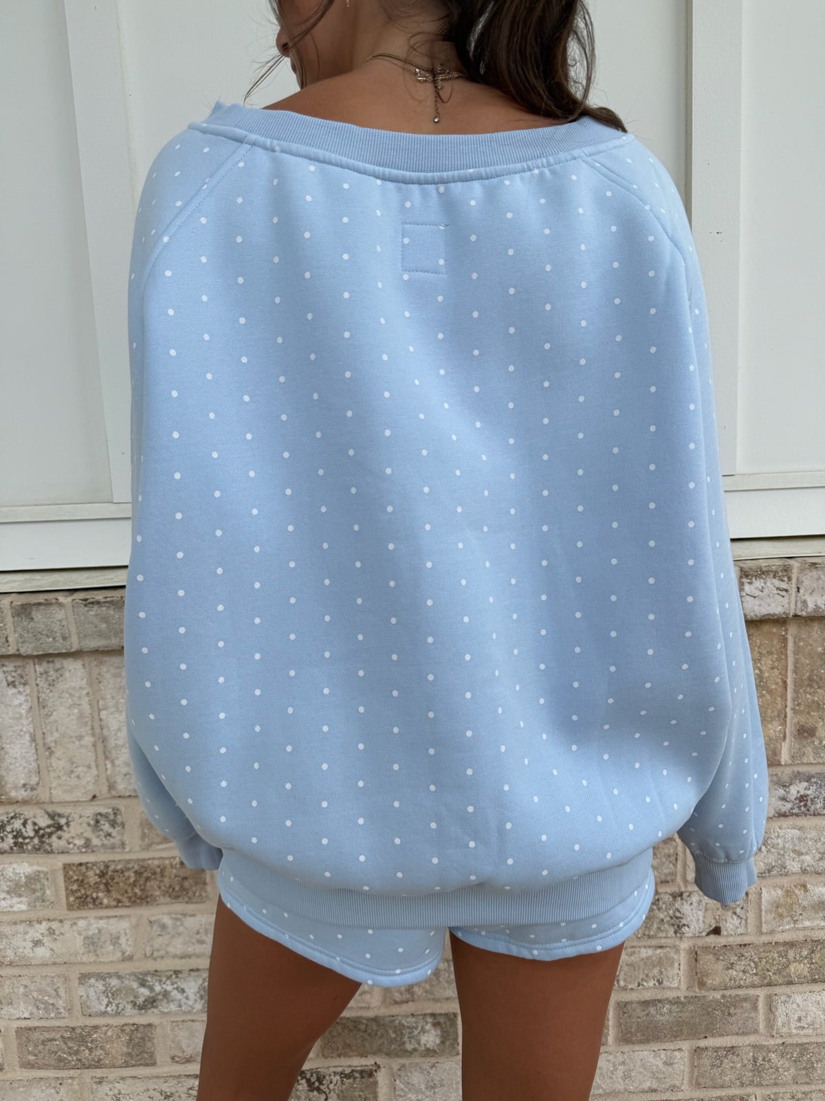 Polka Dot Off The Shoulder Sweatshirts