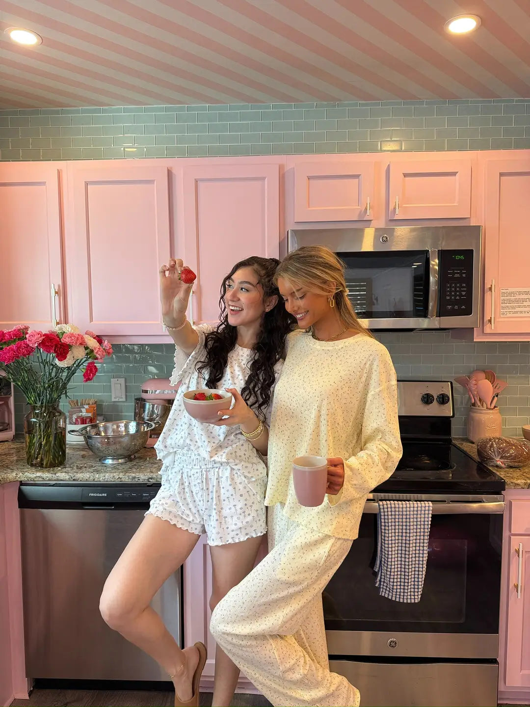 Lemon Floral Long Sleeve Pajama Top