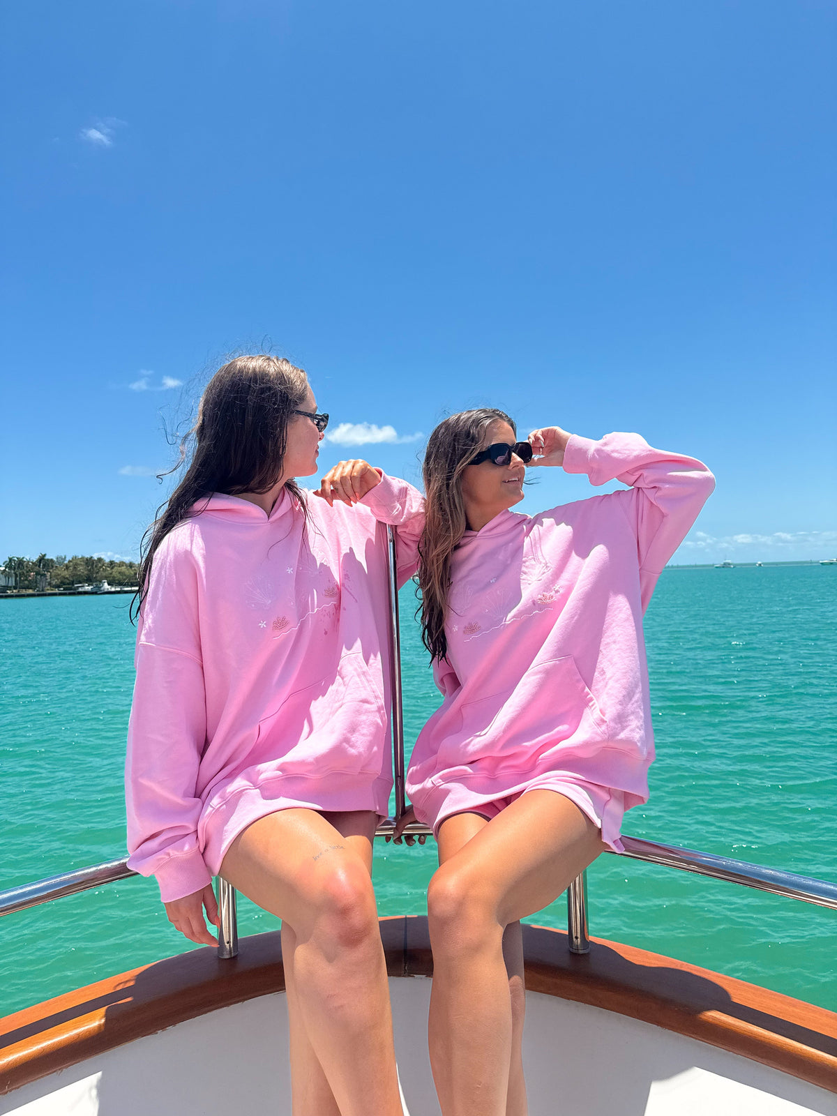 Lottie Pink Bikini Beaded Ocean Oversized Hoodie 100% Cotton