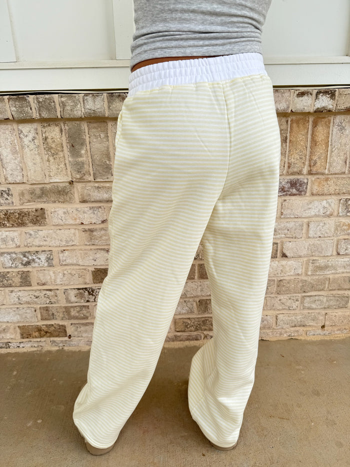Baby Yellow and White Big Striped Sweatpants