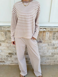Taupe Brown Billie Striped Loungewear Pants