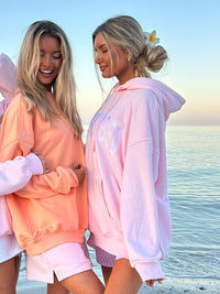Sherbet Orange Sunkissedcoconut Embroider Sweatshirt