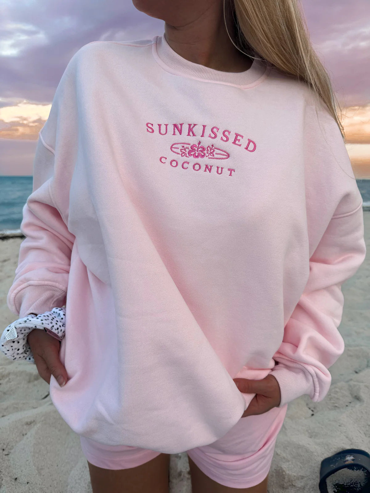 Sunkissedcoconut Embroider Oversized Crewneck Sweatshirt