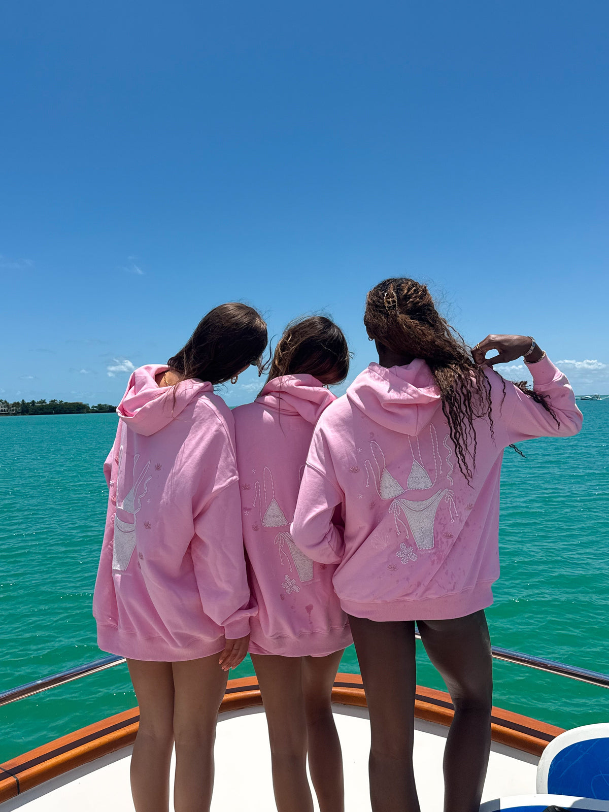 Lottie Pink Bikini Beaded Ocean Oversized Hoodie 100% Cotton