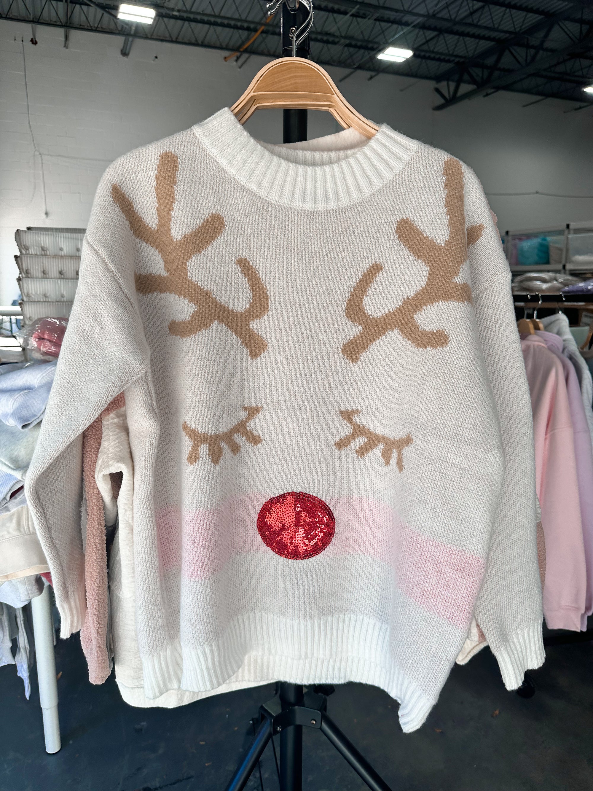 Reindeer sweater last one size SMALL