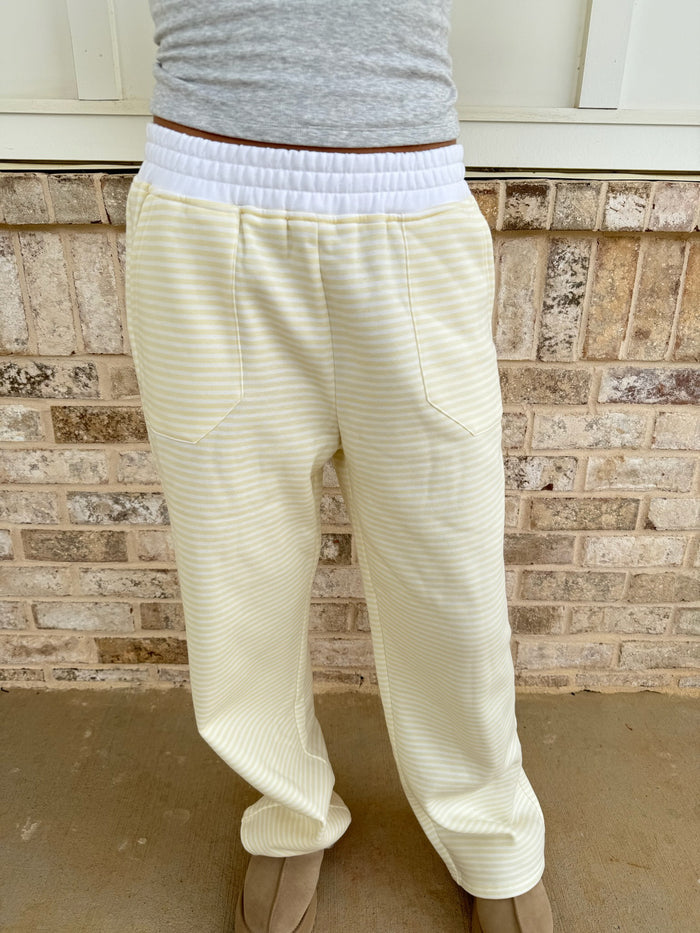 Baby Yellow and White Big Striped Sweatpants