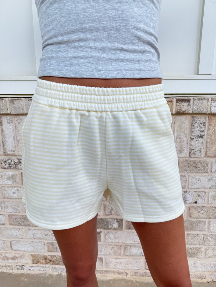 Baby Yellow and White Big Striped Shorts