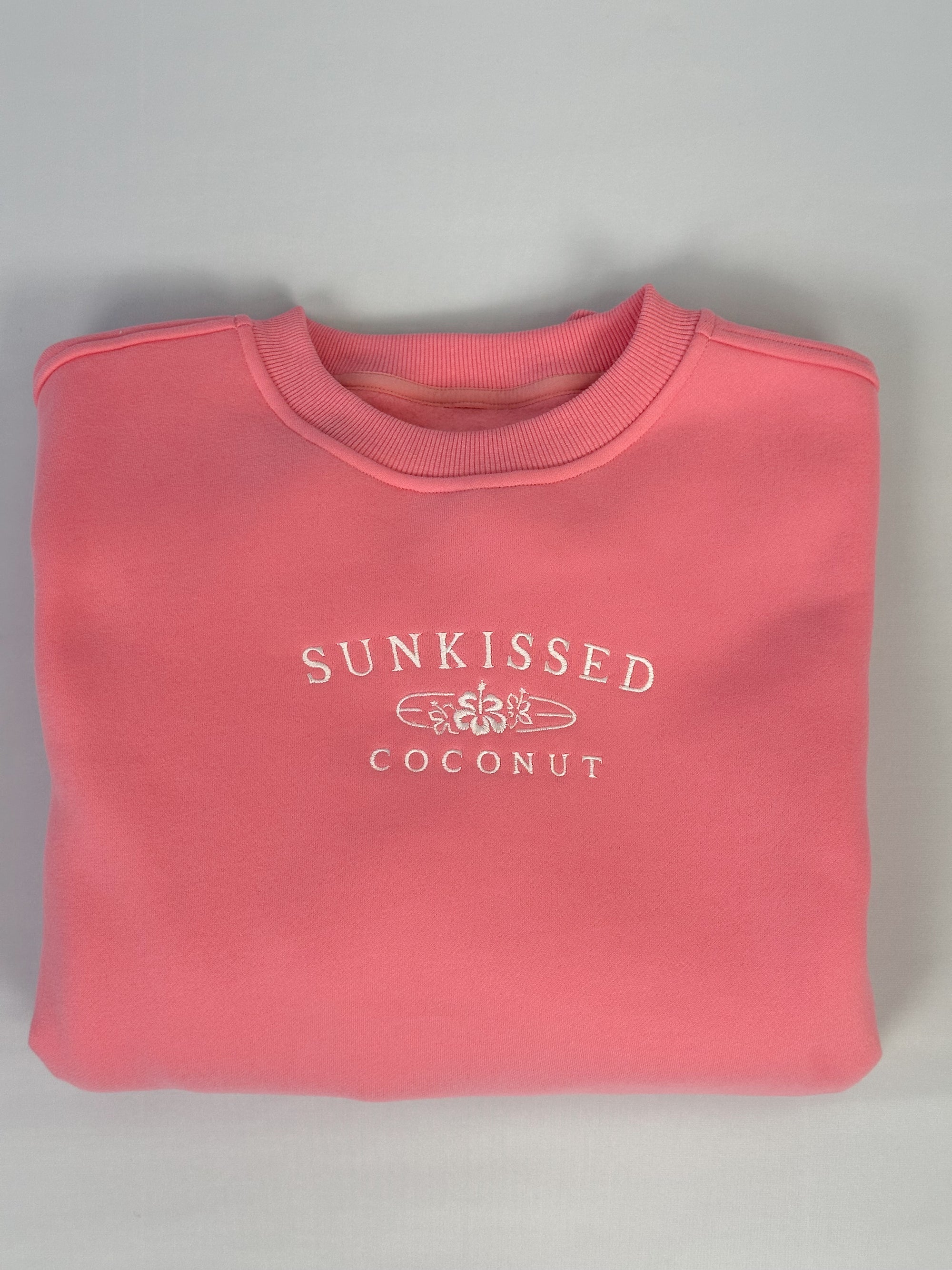 Hibiscus Pink Sunkissedcoconut Logo Embroider Sweatshirt