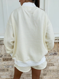 Baby Yellow and White Big Striped Mockneck Sweatshirt