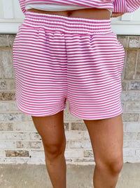 Dark Pink and White Big Striped Shorts