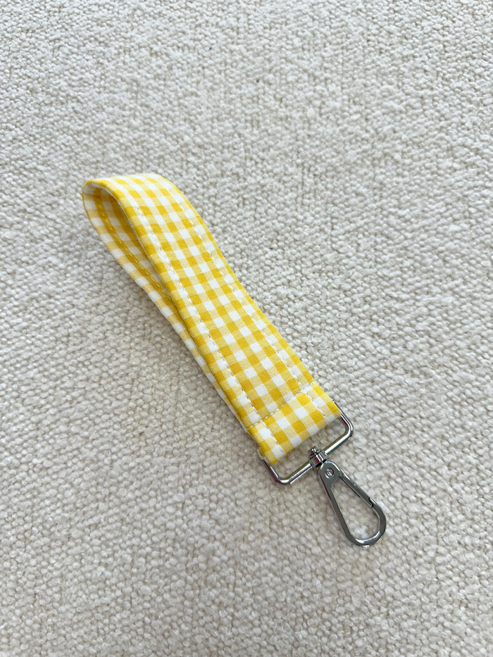 Yellow Gingham Handmade Keychain