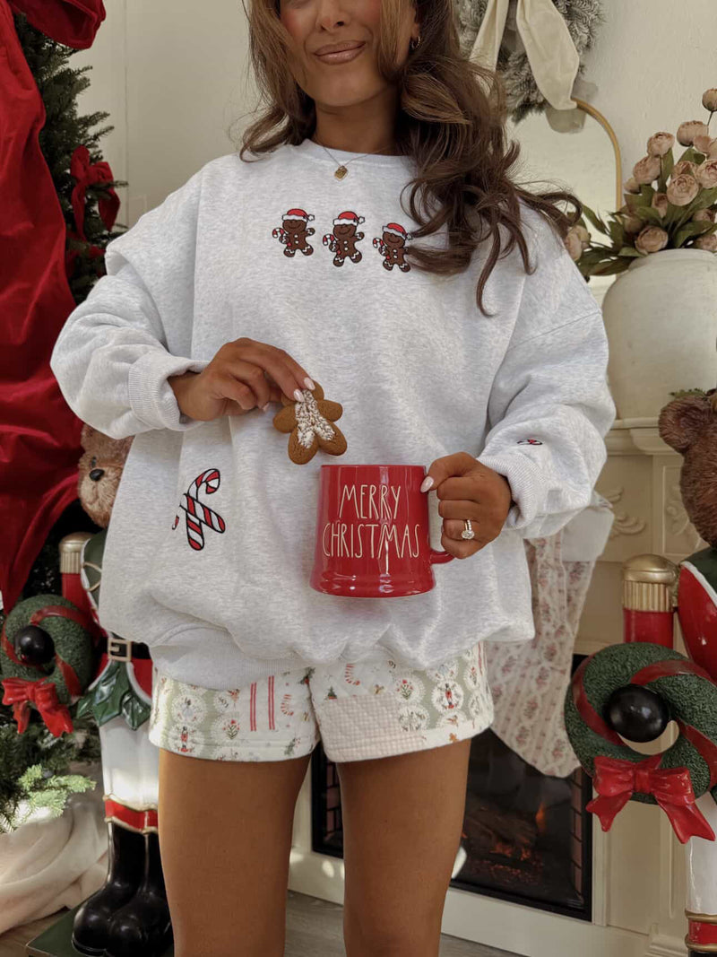 Pearl Grey Gingerbread Recipe Christmas Embroider Sweatshirt
