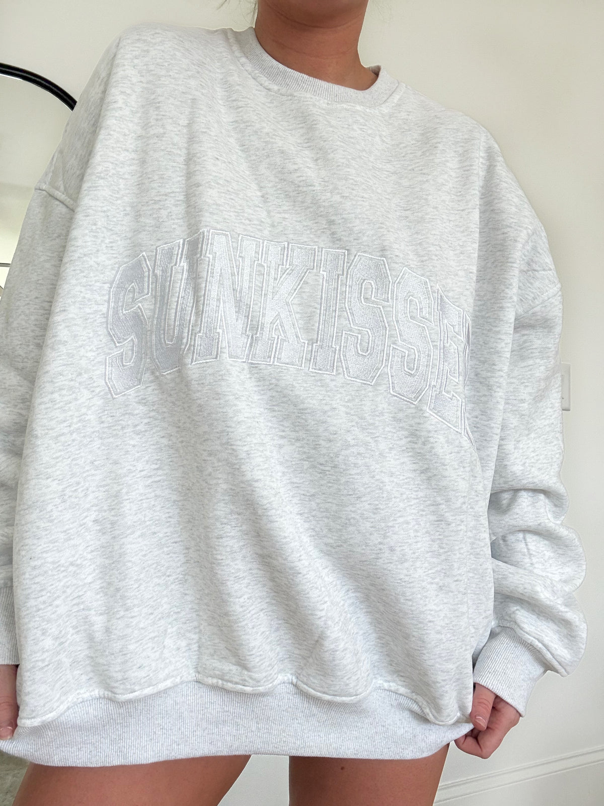 Limited Sunkissed Collegiate Embroider Oversized Crewneck Sweatshirt