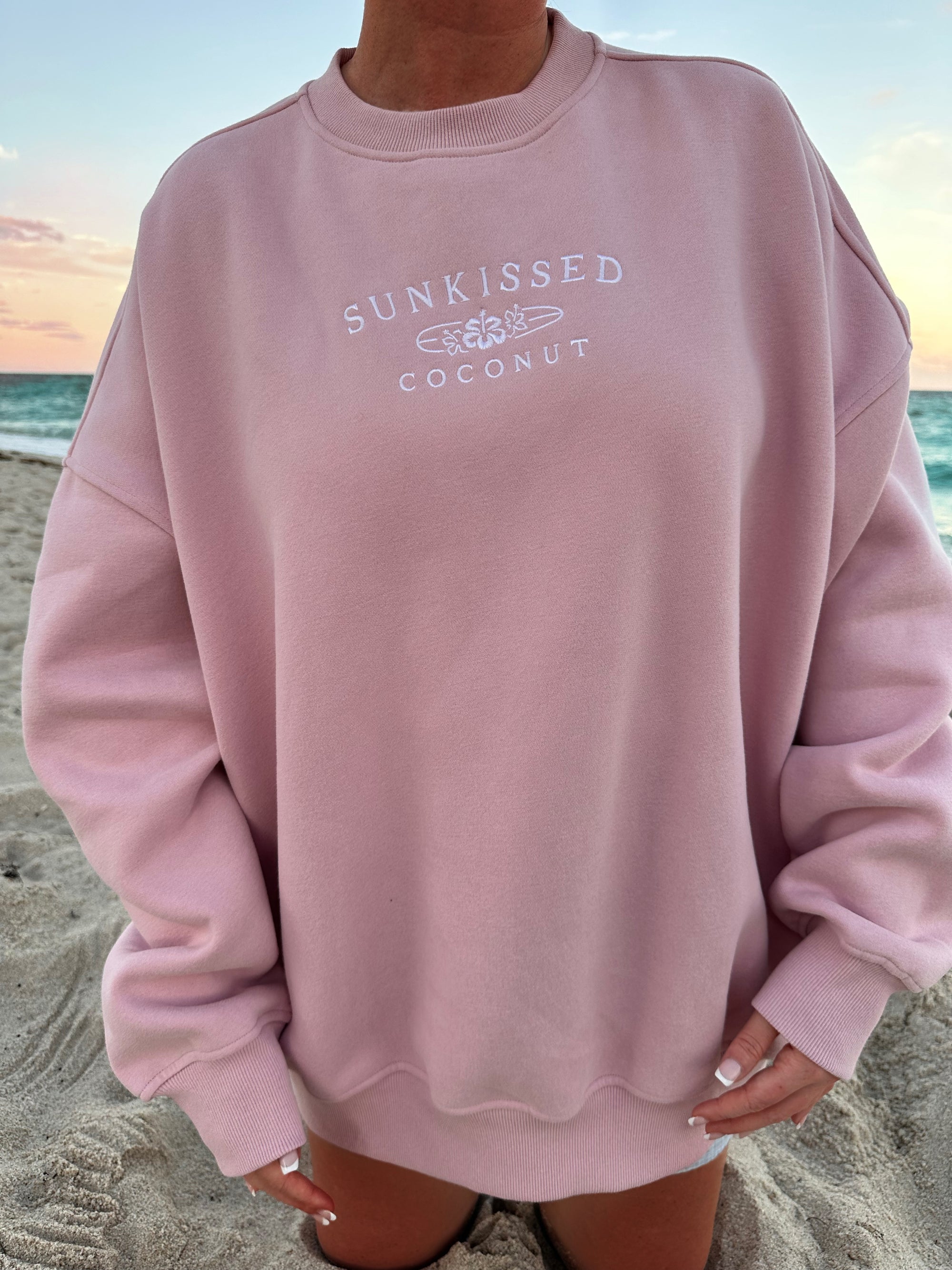 Mauve Mist Sunkissedcoconut Logo Embroider Sweatshirt