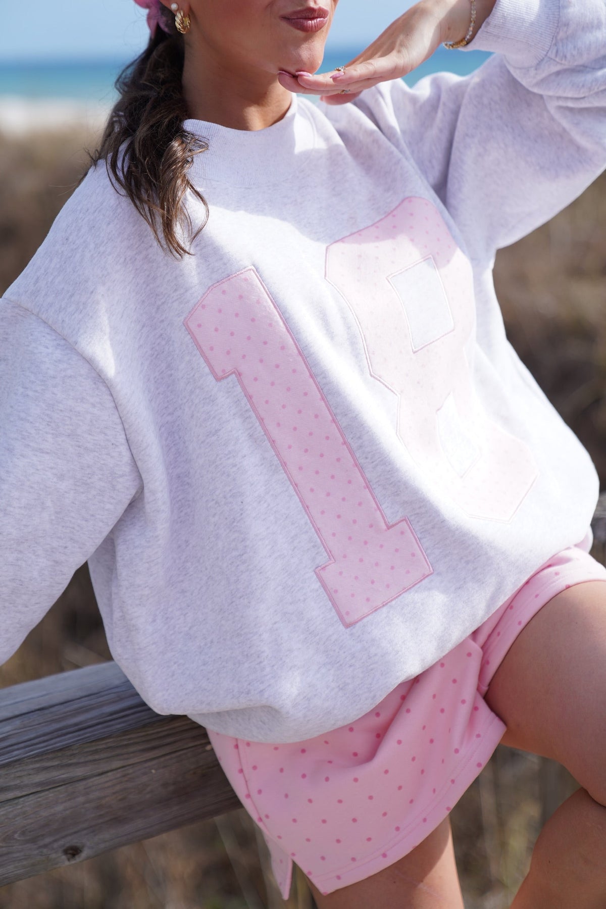 Polka Dot 18 Senior Embroider Mockneck Sweatshirt