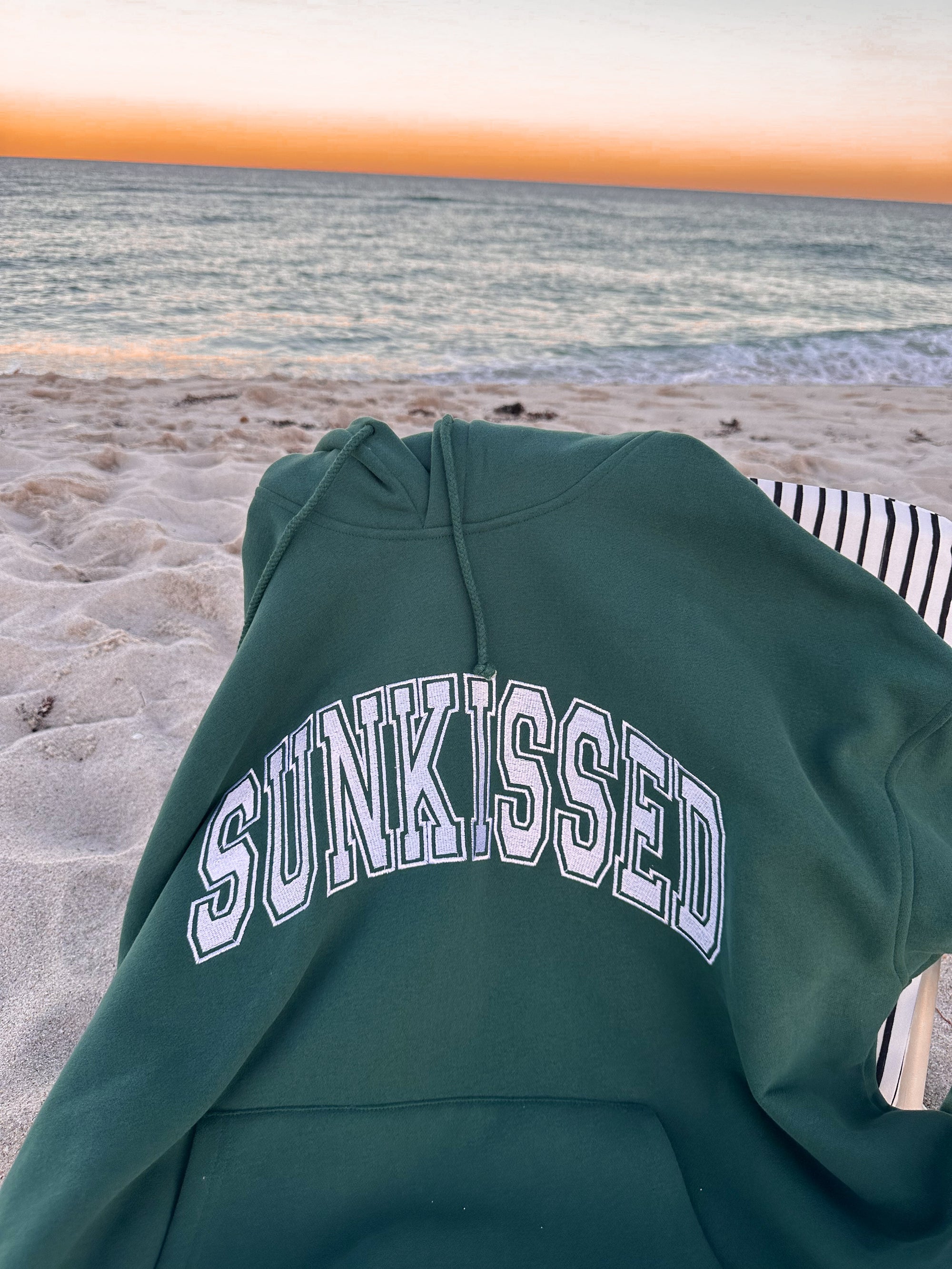 Winter Green Sunkissed Varsity Embroider Hoodie