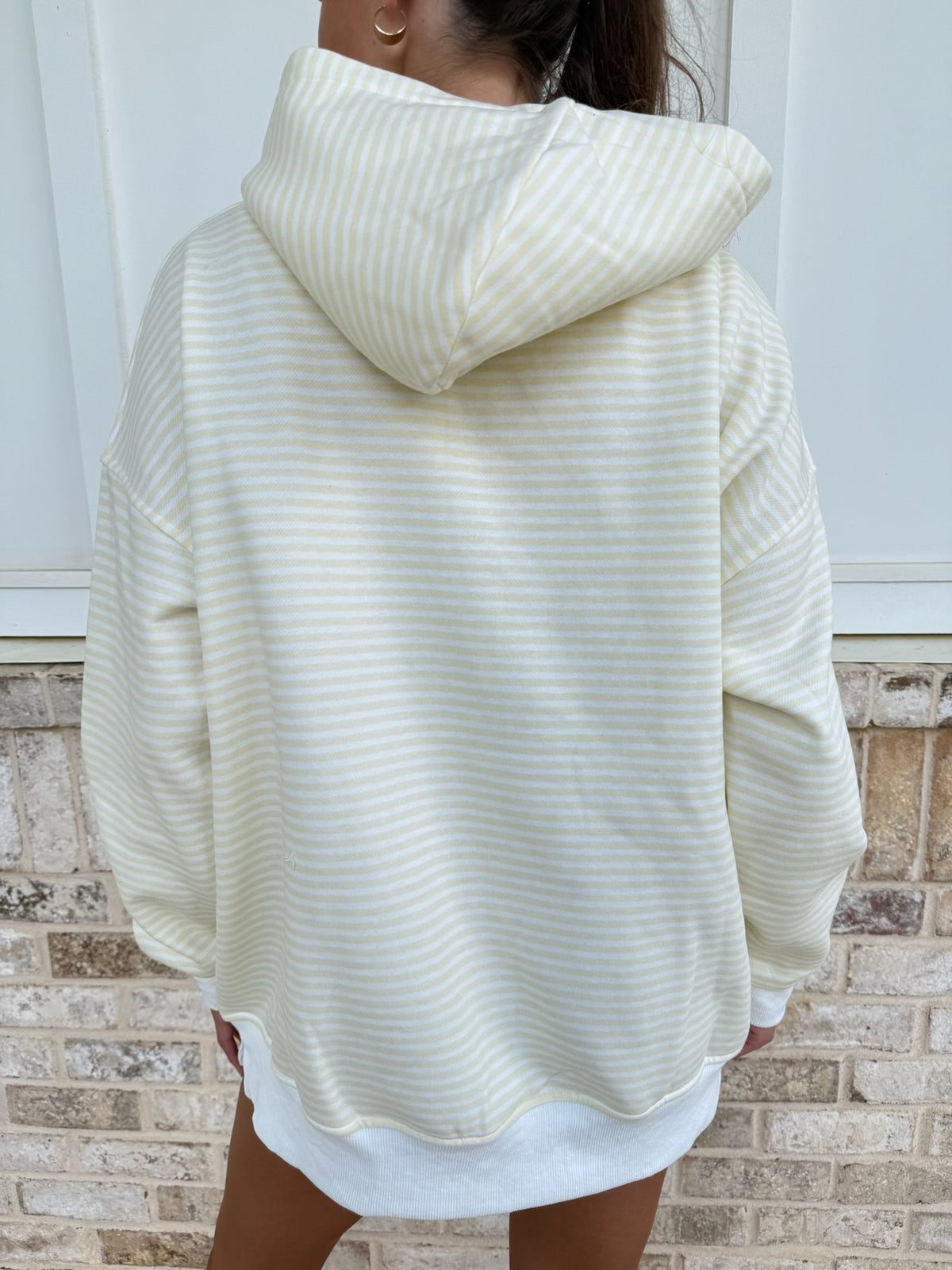 Baby Yellow and White Big Striped Hoodie