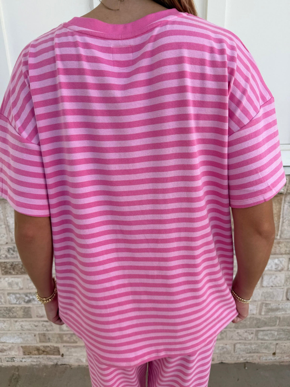 Ella Striped Oversized Short Sleeve Lounge Top