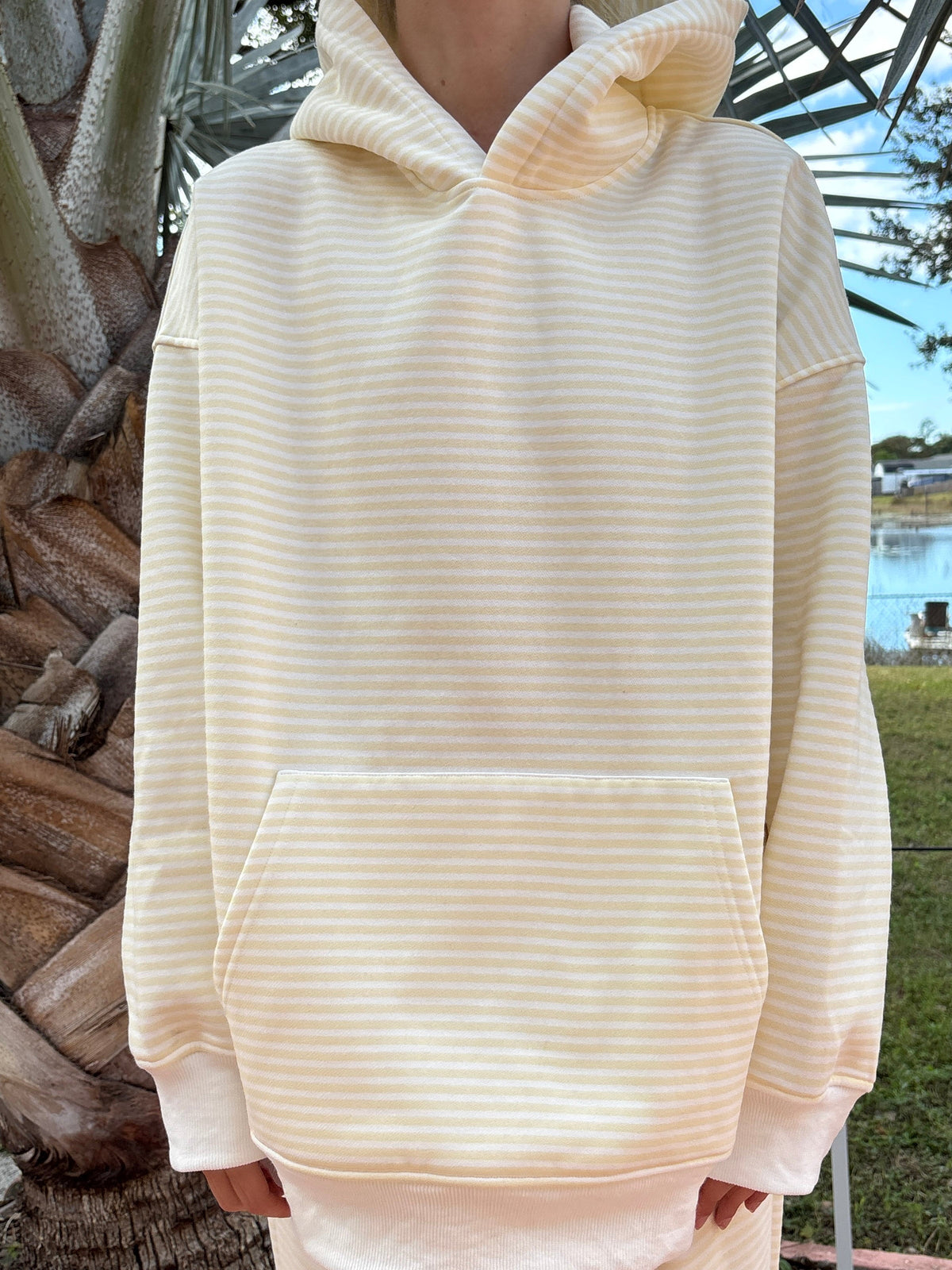 Baby Yellow and White Big Striped Hoodie
