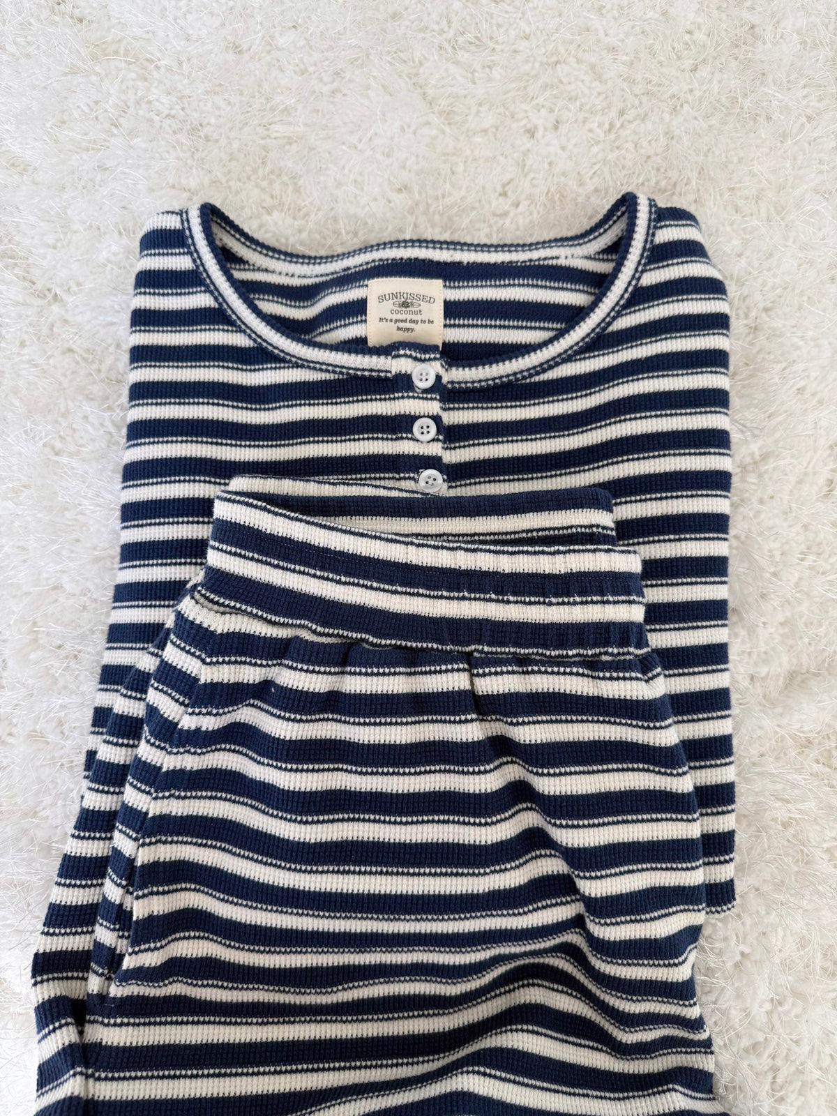 Striped Knit Loungewear Long Sleeve Top