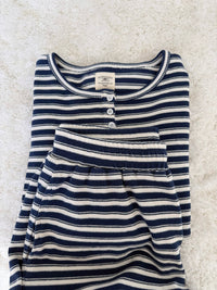 Striped Knit Loungewear Long Sleeve Top