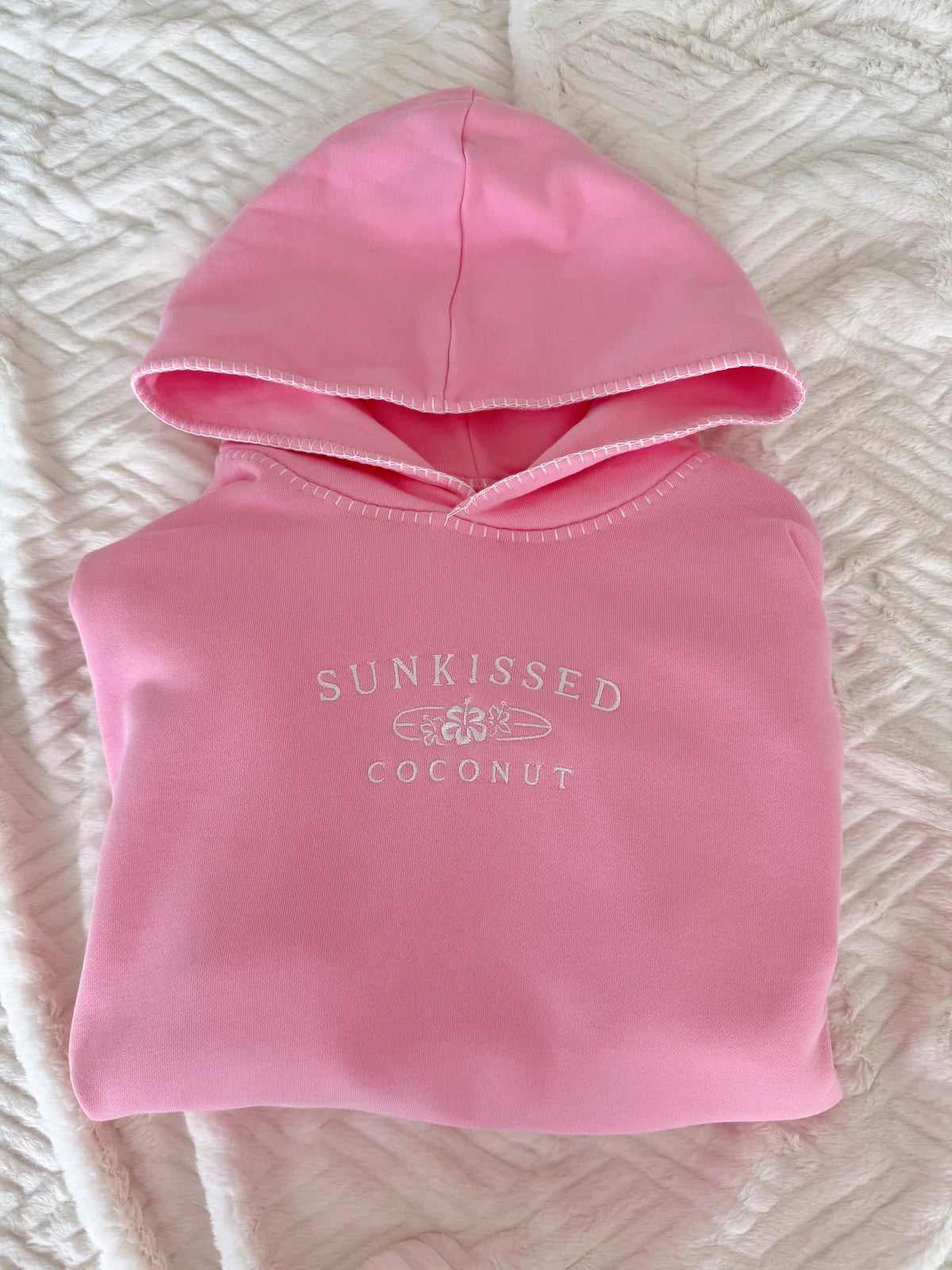 Stitched Sunkissedcoconut Embroidered Oversized Hoodie 100% Cotton