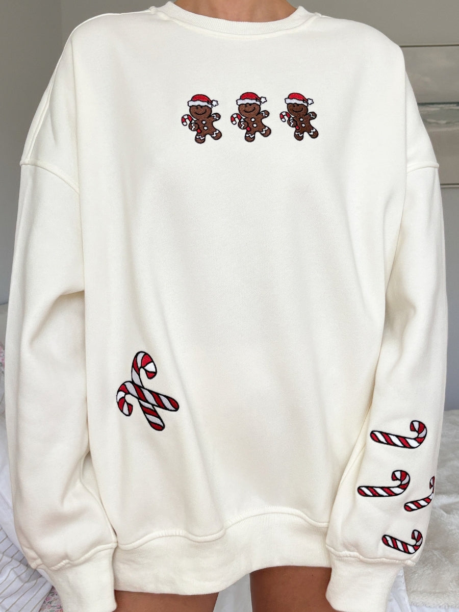 Gingerbread Recipe Christmas Embroider Sweatshirt