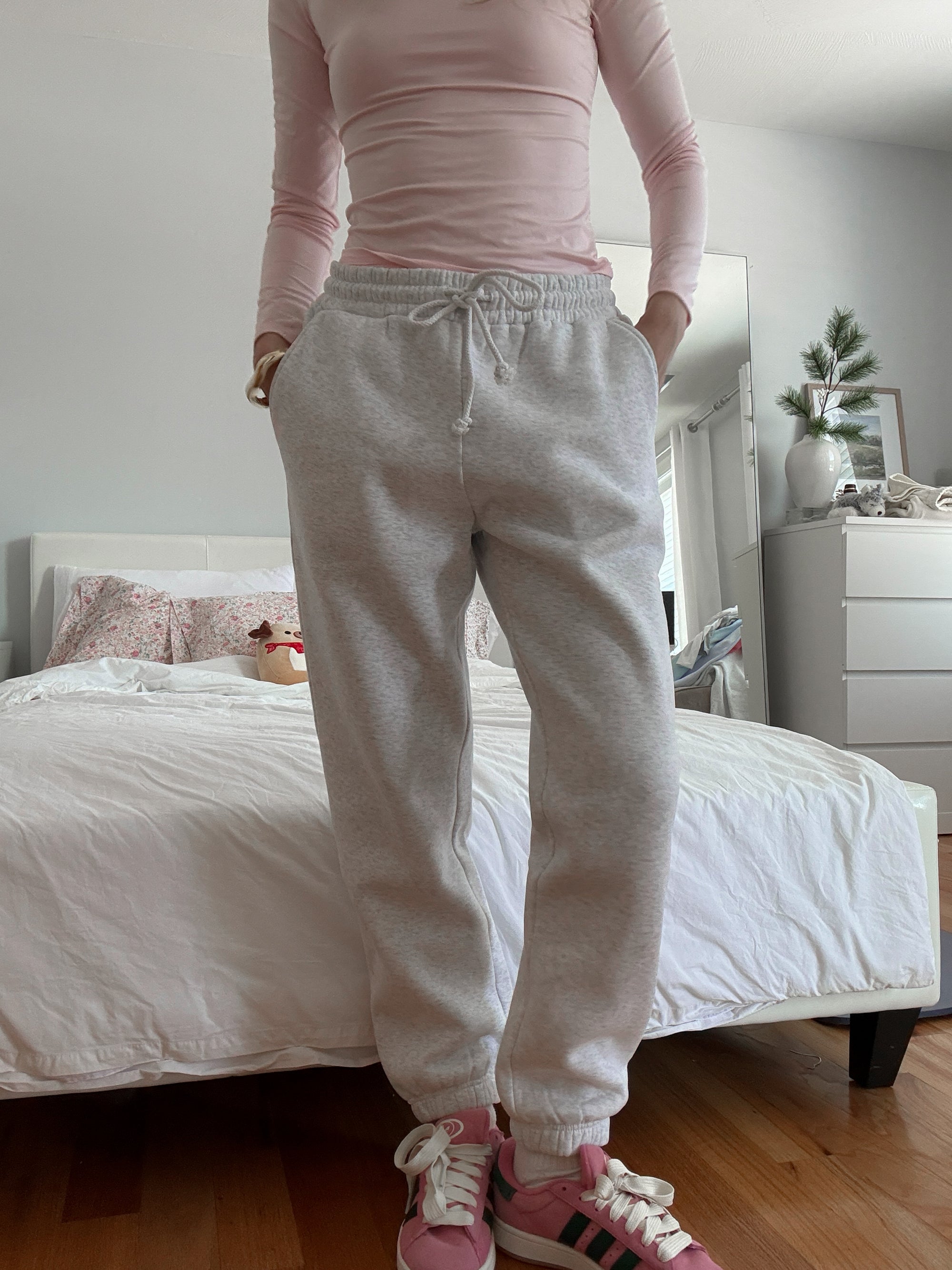 Pearl Grey Basic Blank Jogger Sweatpants