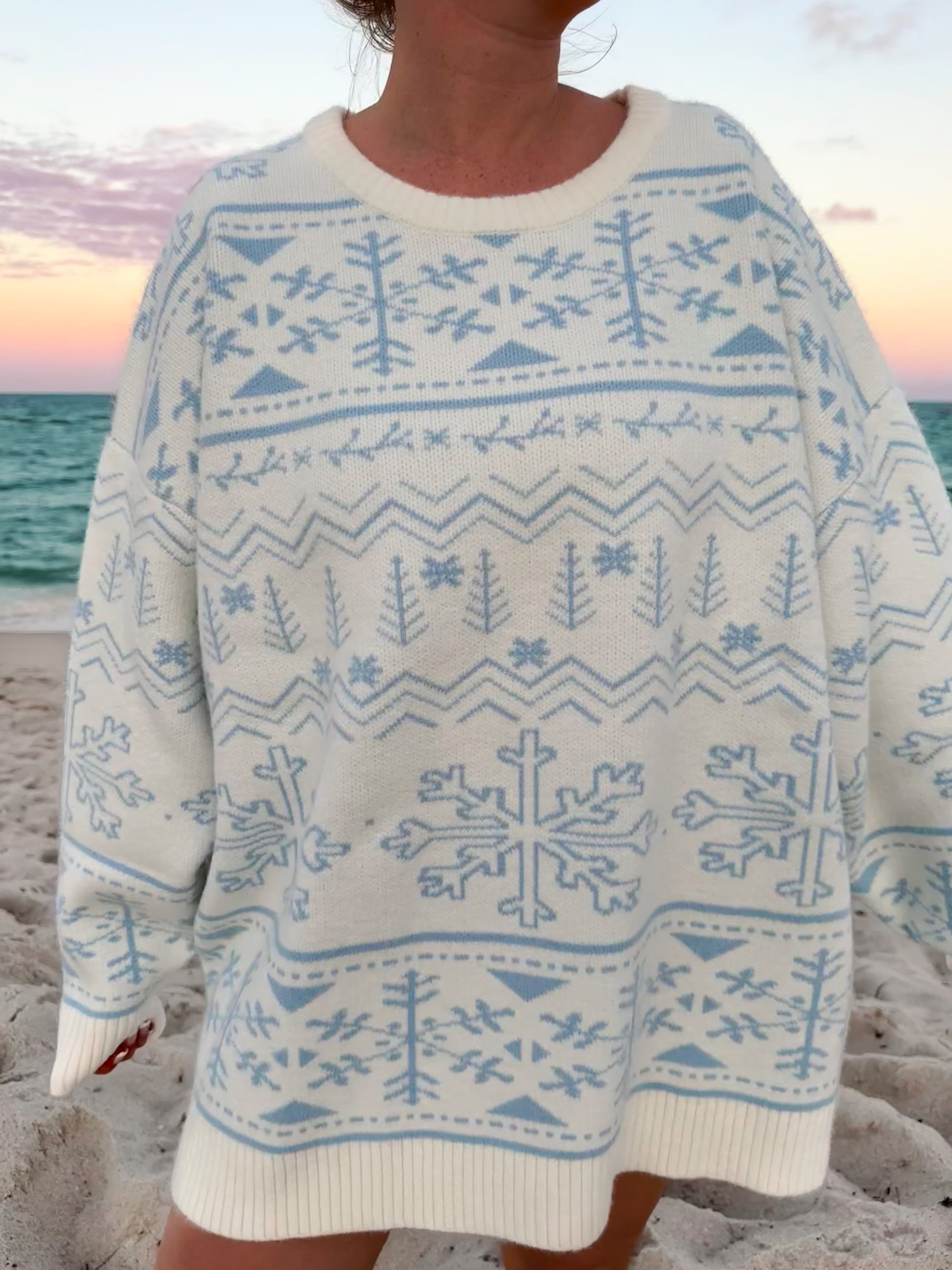 Home For Christmas Snowflake Oversized Sweater