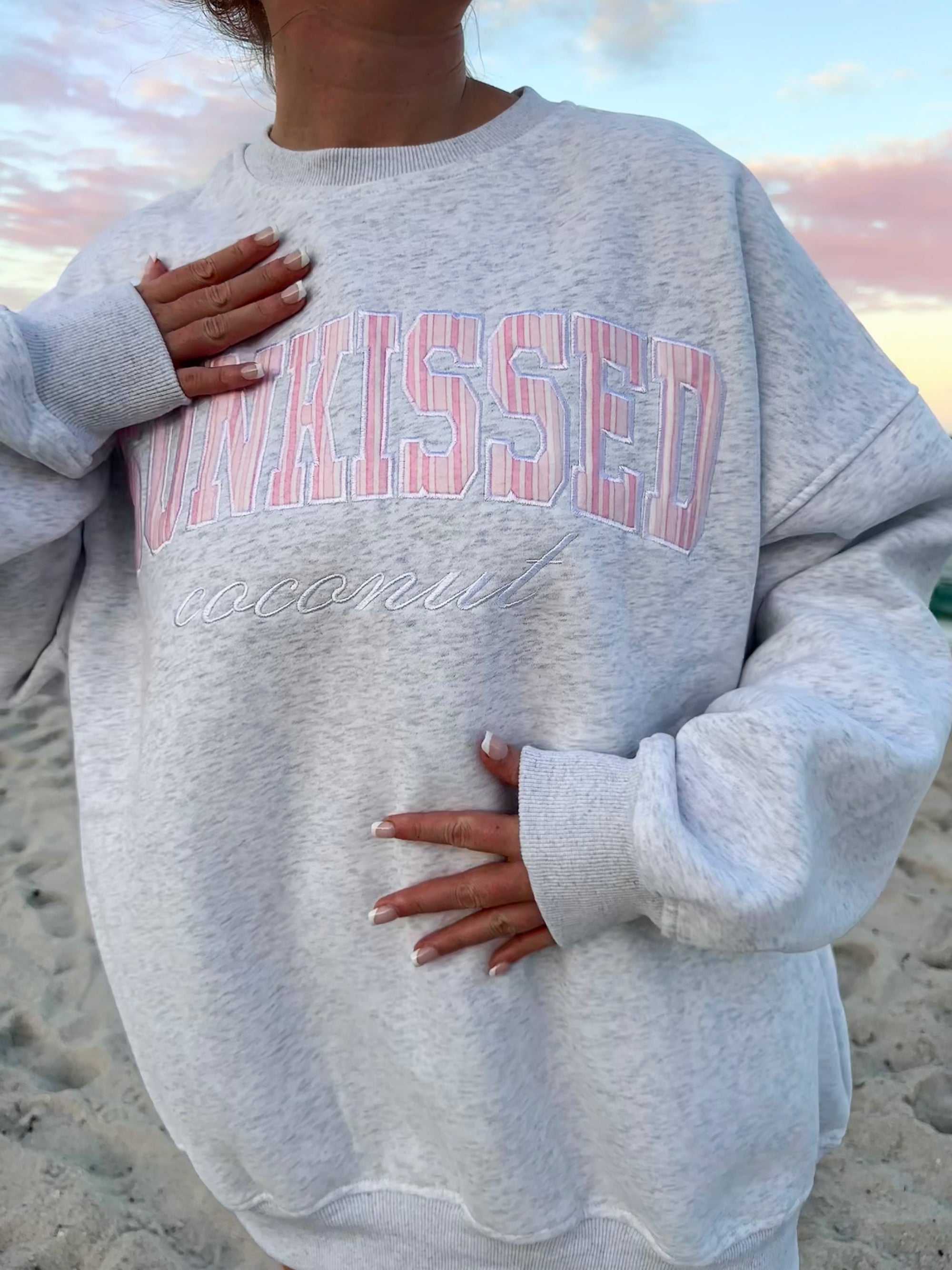 Pearl Grey Sunkissed In Vogue Striped Sweatshirt