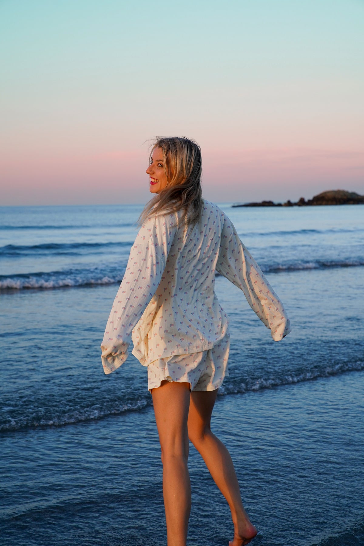 White American Flag Pajama Pattern Shorts