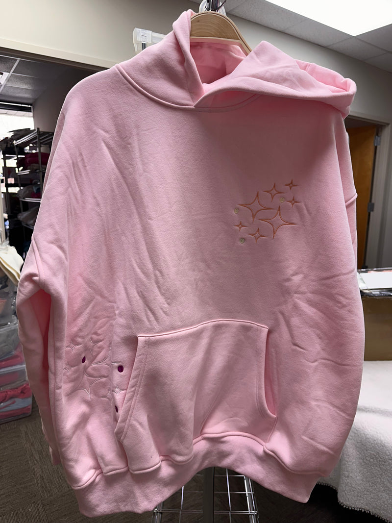 Light Pink Sunset Rays Embroider Hoodie
