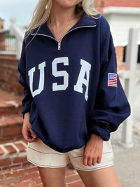 Retro USA Navy 1/4 Zip