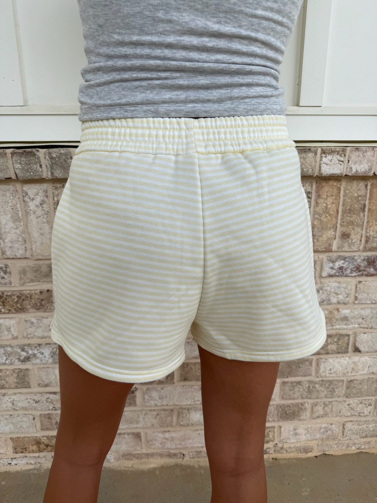 Baby Yellow and White Big Striped Shorts